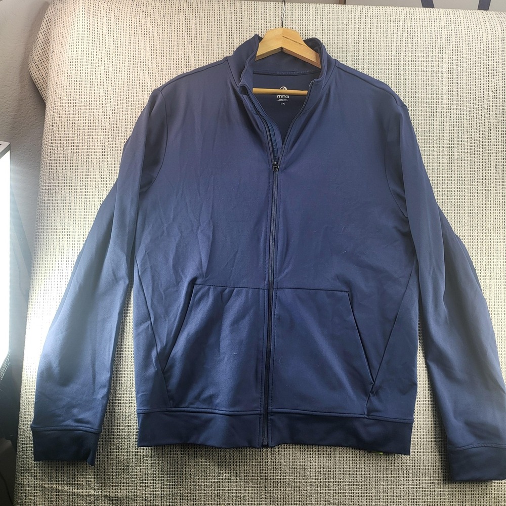 MPG Jacket Mens Large Blue Full Zip Athletic Track Lightweight Sweatshirt‎
